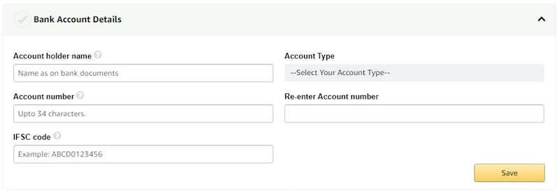 14. Amazon Seller Account Registration - Bank Account Details