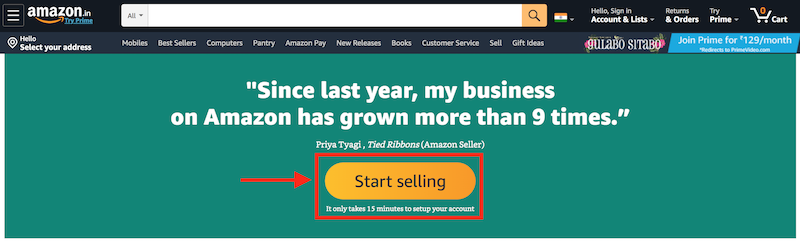2. Start Selling on Amazon Step 2