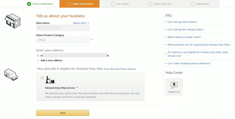 6. Amazon Seller Account Registration - Store name & address