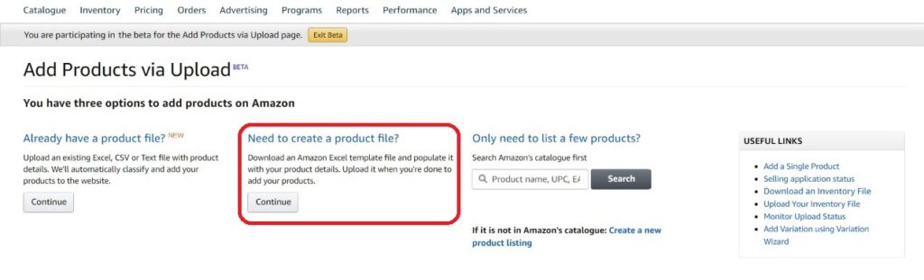 Step 2 - Bulk Upload Product Listings via file upload