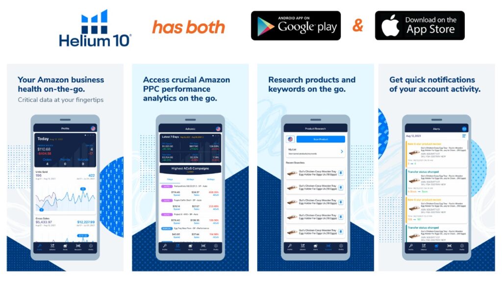 Helium 10 Mobile App for Apple and Android